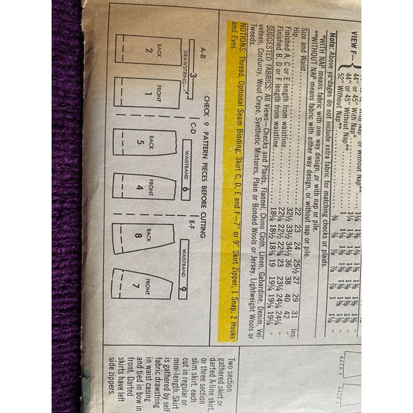 McCalls 9398 skirt A line sewing pattern 1960s size Small - Picture 6 of 6